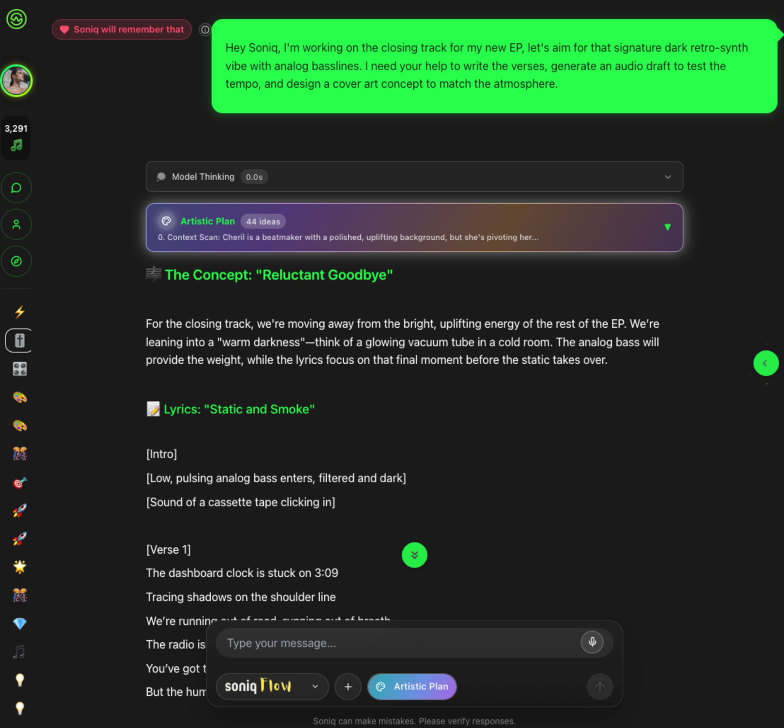 Soniq App Workspace Screenshot
